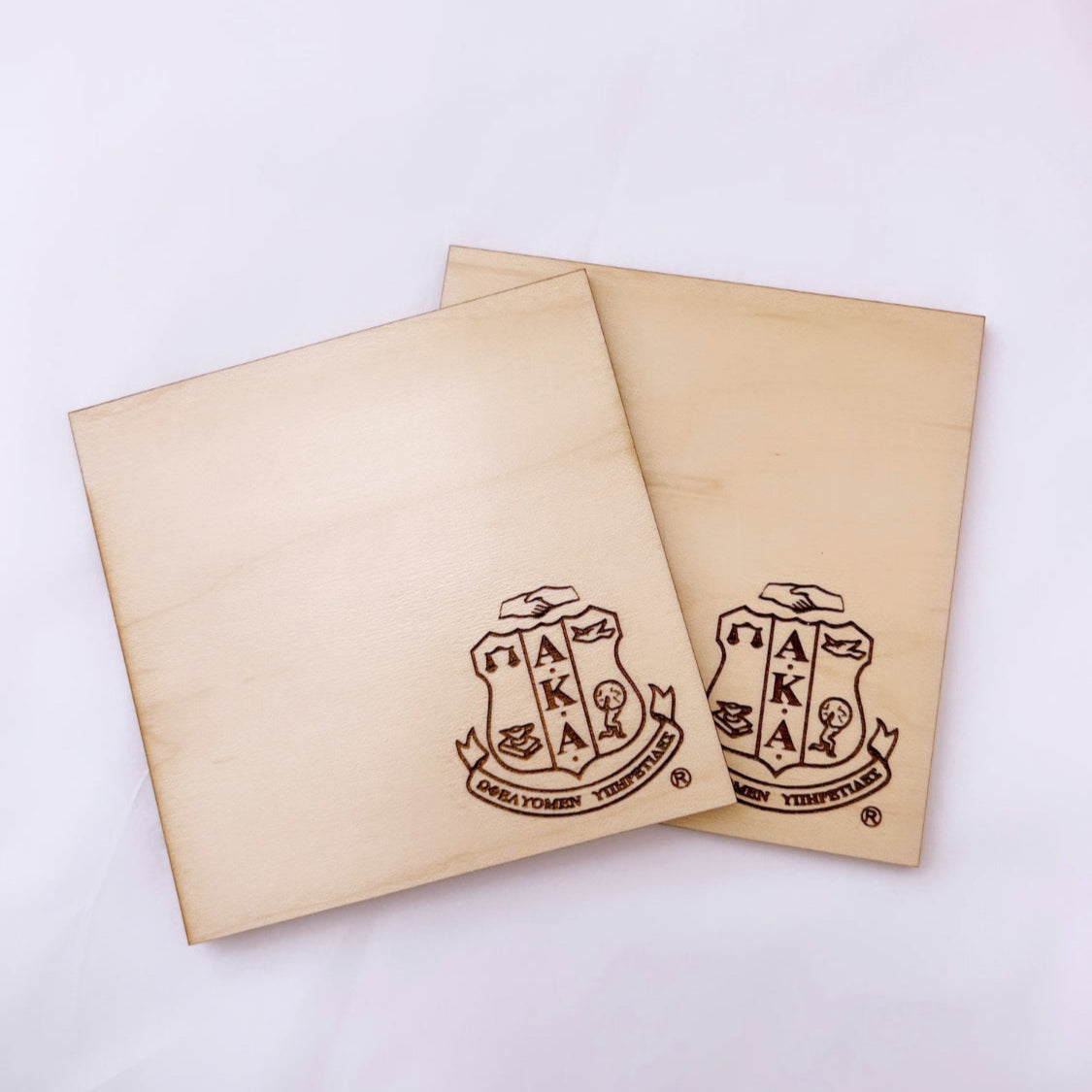 AKA Shield Maple Veneer Coasters