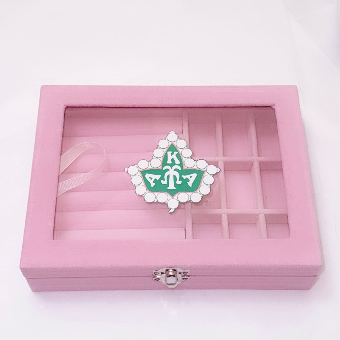 Pink Velvet Jewelry Box – Personalized Elegance for Sorority Women