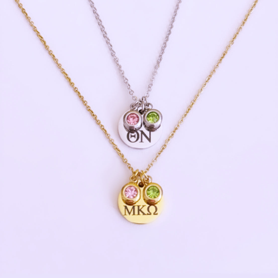 Personalized Necklace Charm with Colored Stones