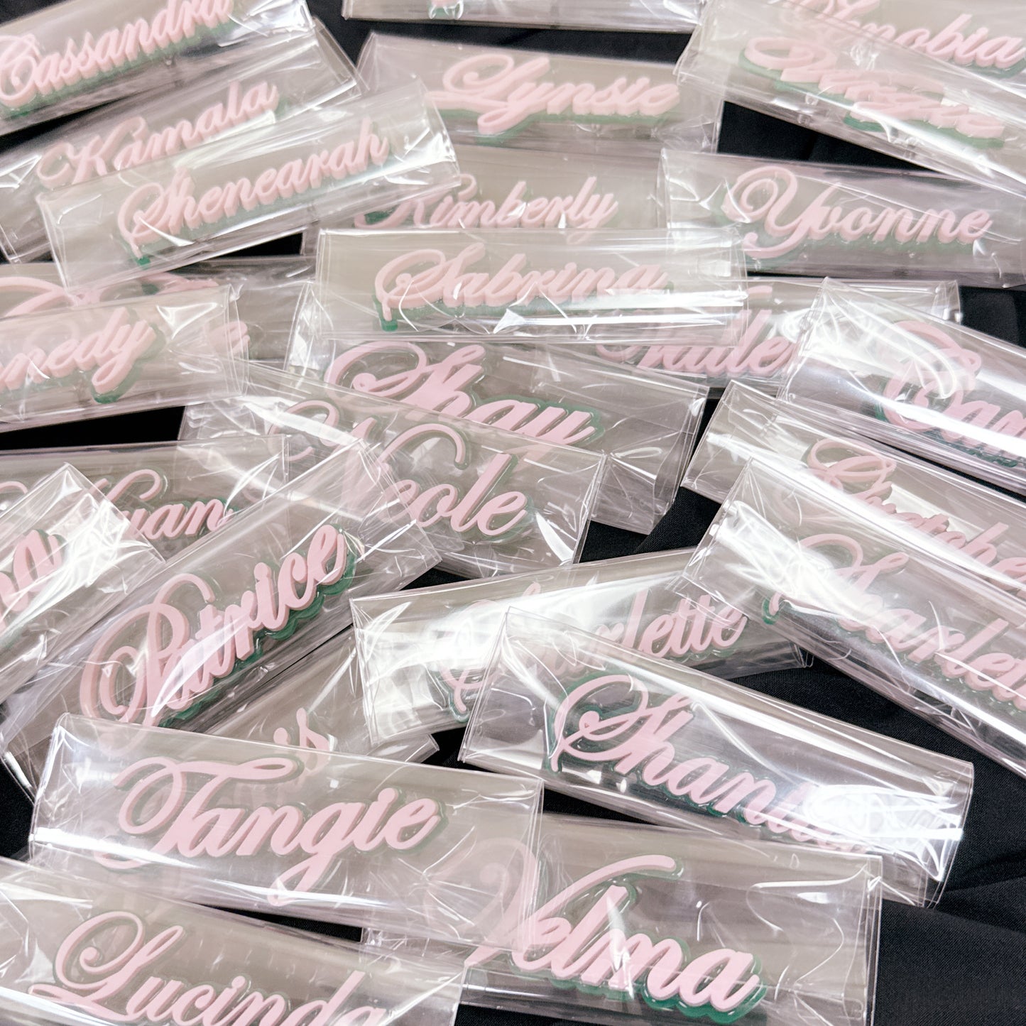 Pink & Green Name Lapel Pin – Personalized Elegance