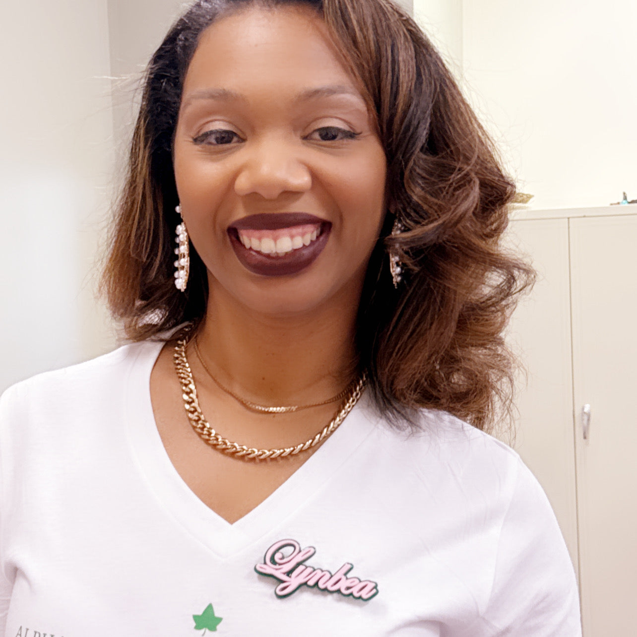 Pink & Green Name Lapel Pin – Personalized Elegance