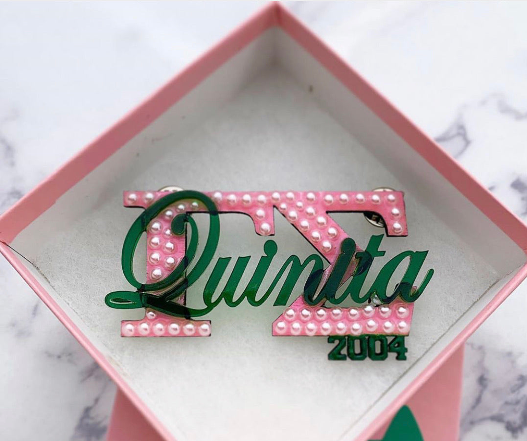 Name Acrylic Chapter Brooch