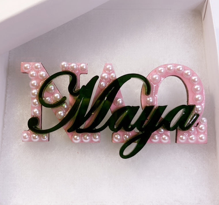 Name Acrylic Chapter Brooch