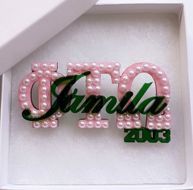 Name Acrylic Chapter Brooch