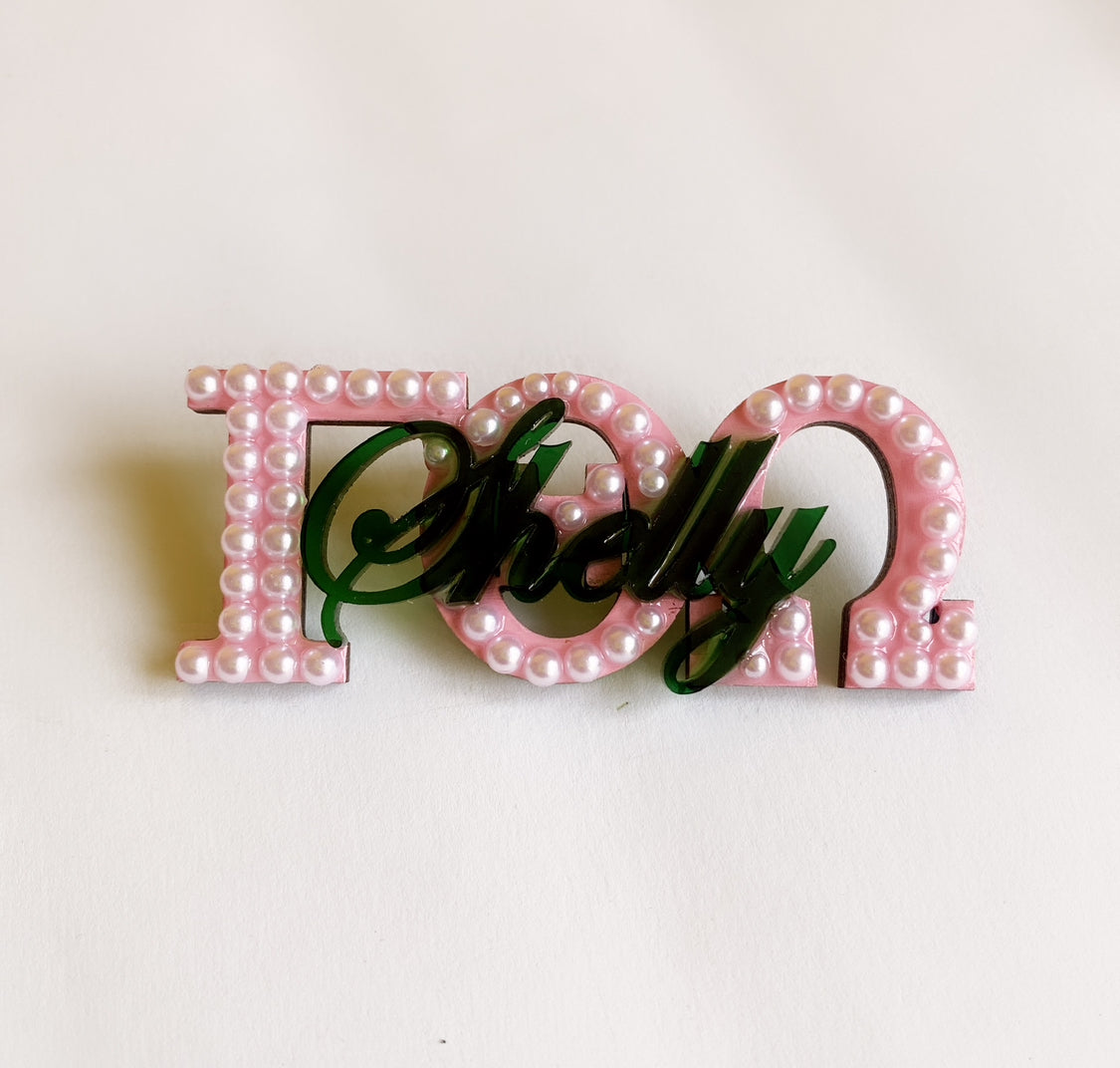 Name Acrylic Chapter Brooch