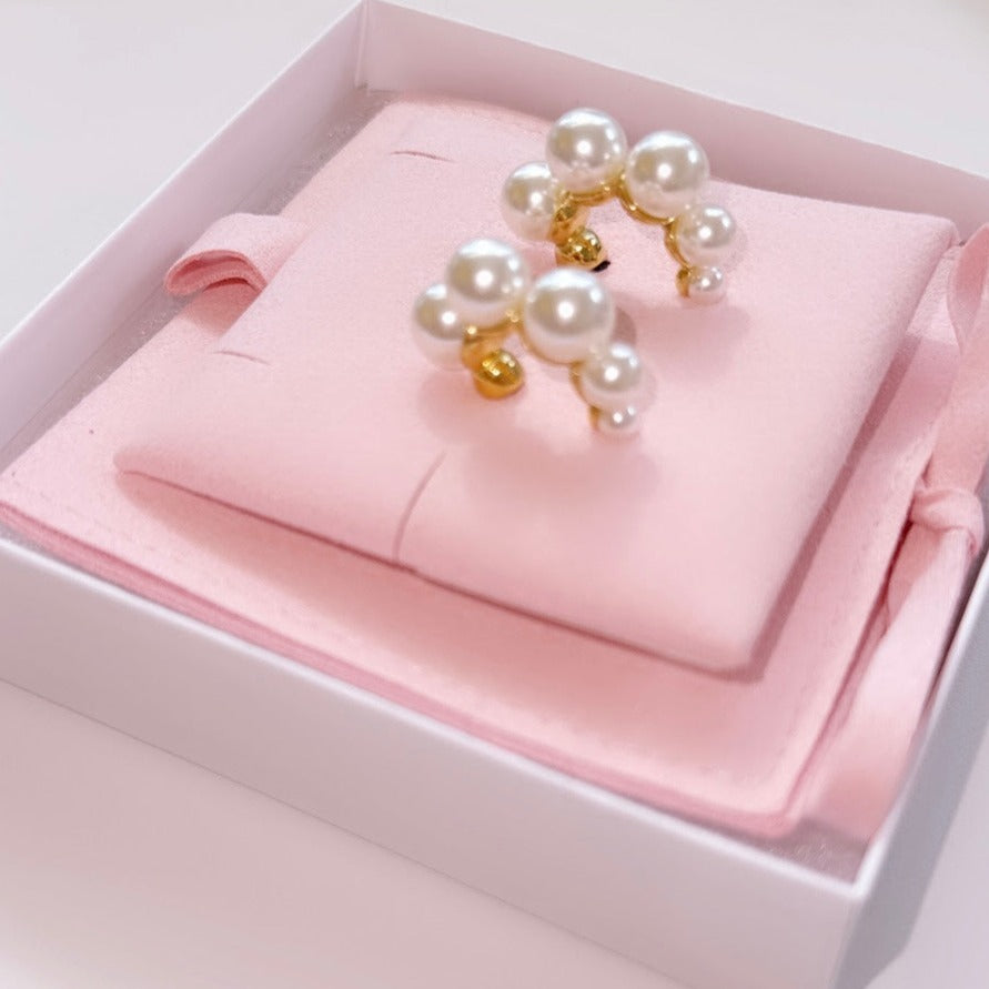 Chunky Stainless Steel Imitation Pearl Stud Earrings - 18K Gold Plated