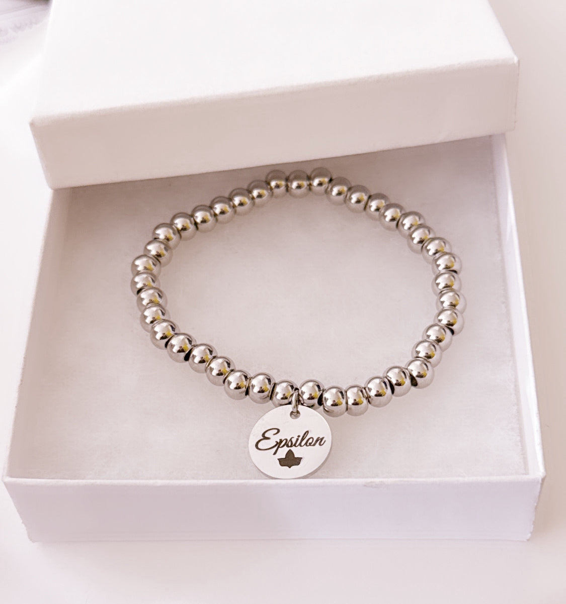 Personalized Round Charmed Beaded Bracelet