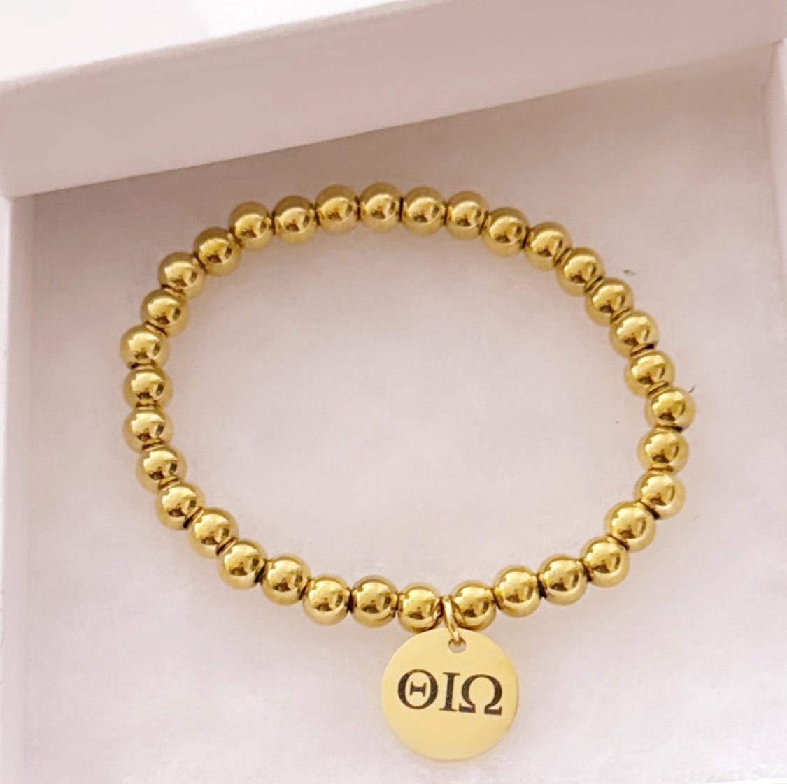 Personalized Round Charmed Beaded Bracelet