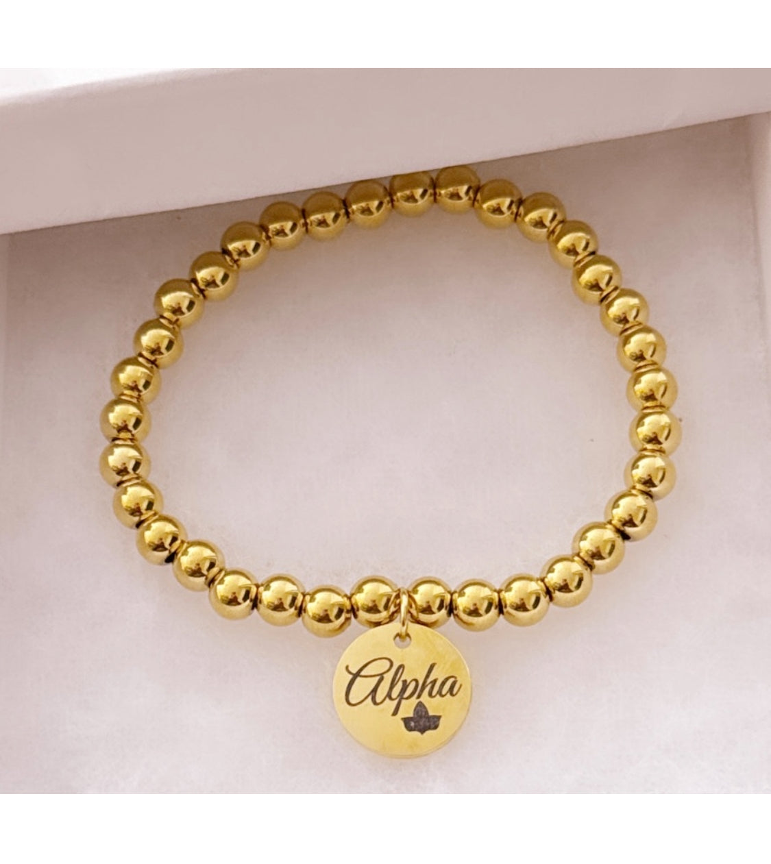 Personalized Round Charmed Beaded Bracelet
