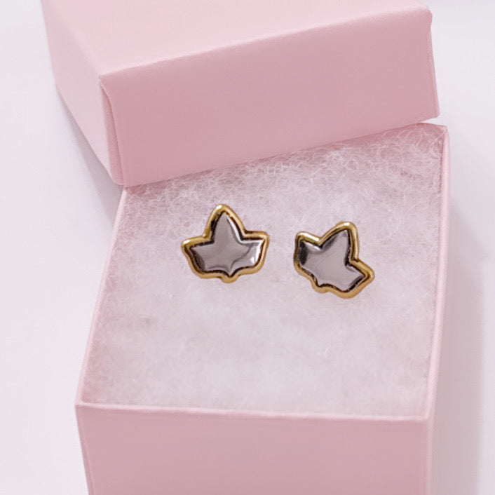 Minimalist Rustic Ivy Shape Stud Earrings