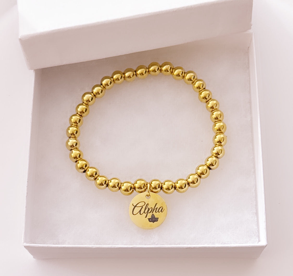 Personalized Round Charmed Beaded Bracelet