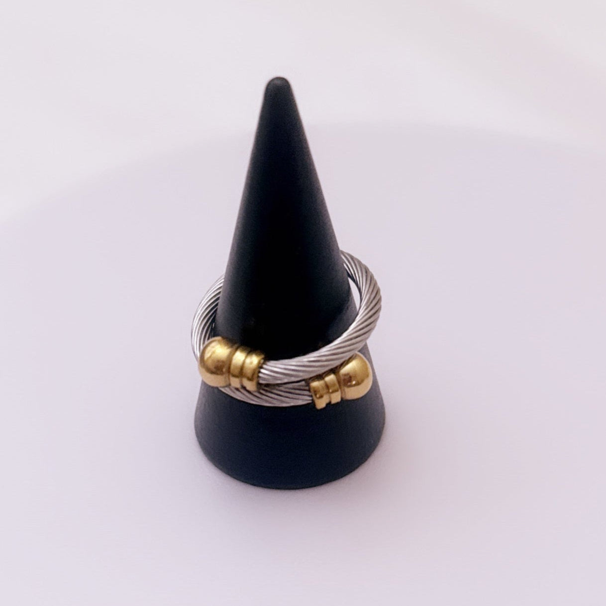 Adjustable Stainless Steel Cable Ring | Modern Two-Tone Ring – Sorority ...