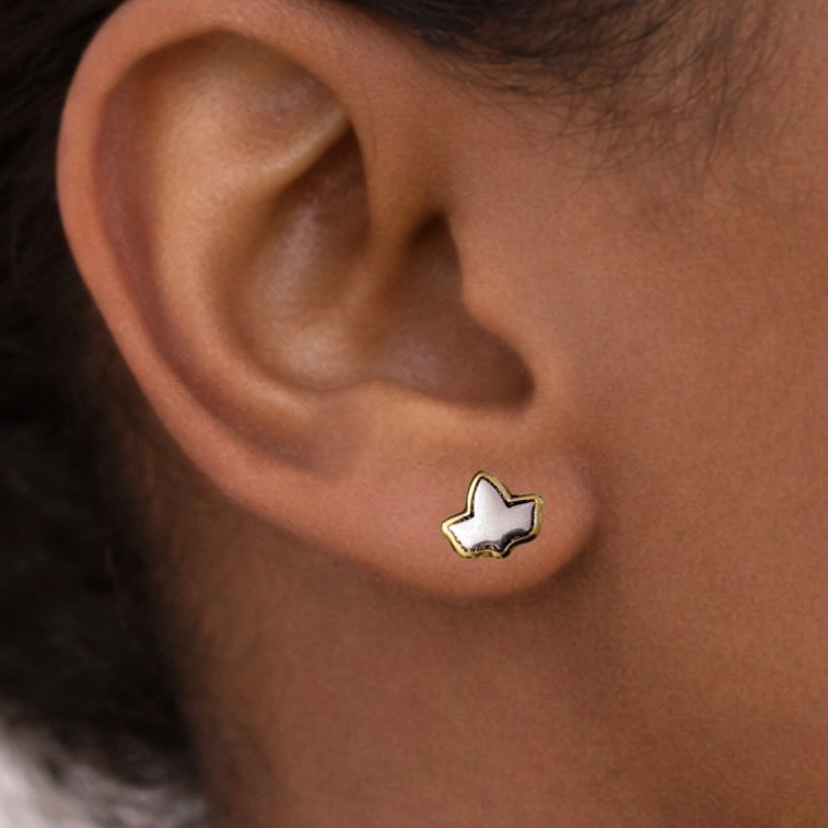Minimalist Rustic Ivy Shape Stud Earrings