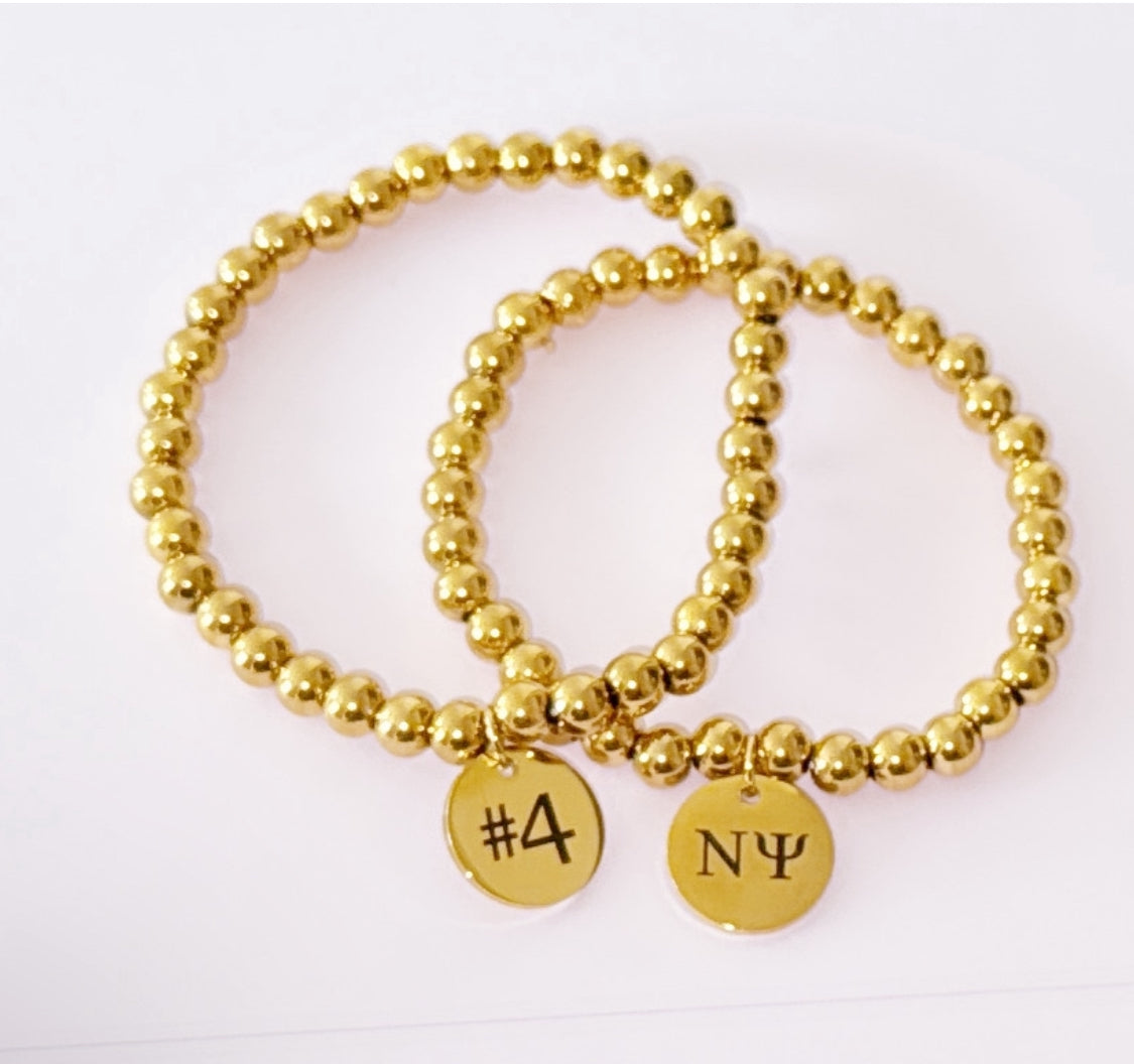 Personalized Round Charmed Beaded Bracelet