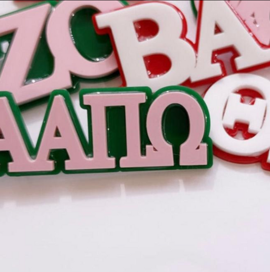 Double Layer Acrylic Greek Letter Brooch