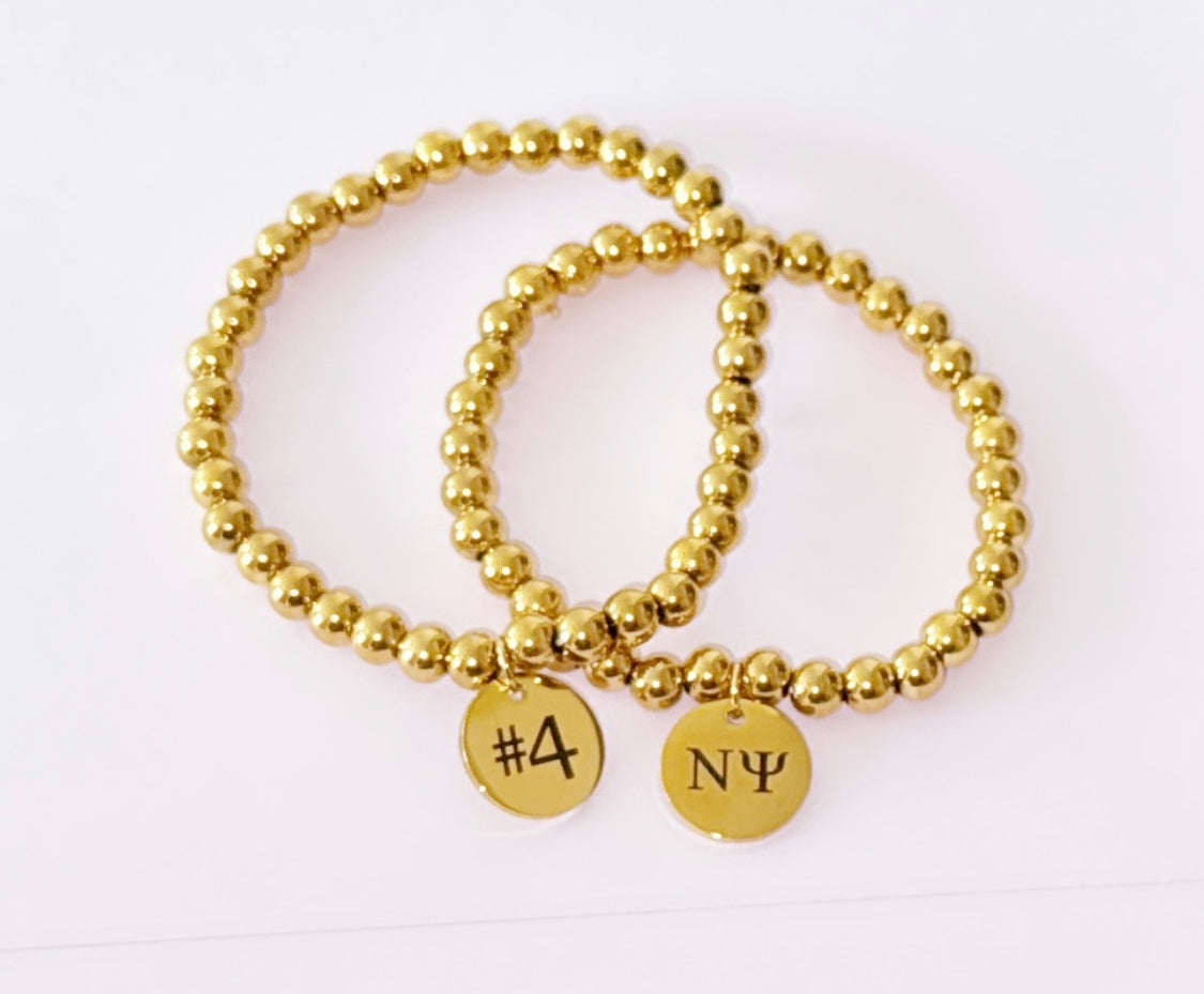 Personalized Round Charmed Beaded Bracelet