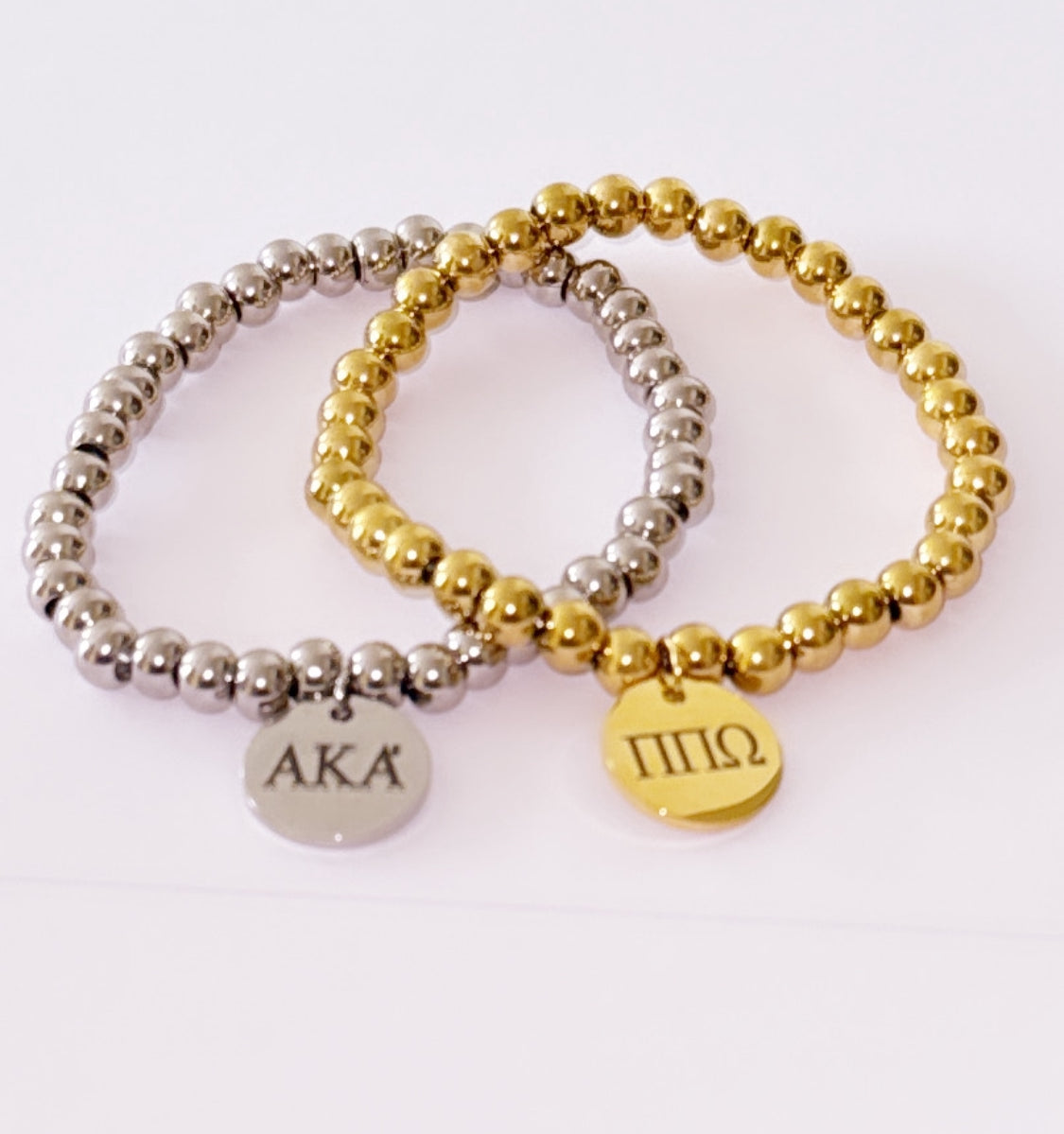 Personalized Round Charmed Beaded Bracelet
