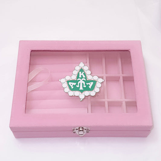 Pink Velvet Jewelry Box – Personalized Elegance for Sorority Women
