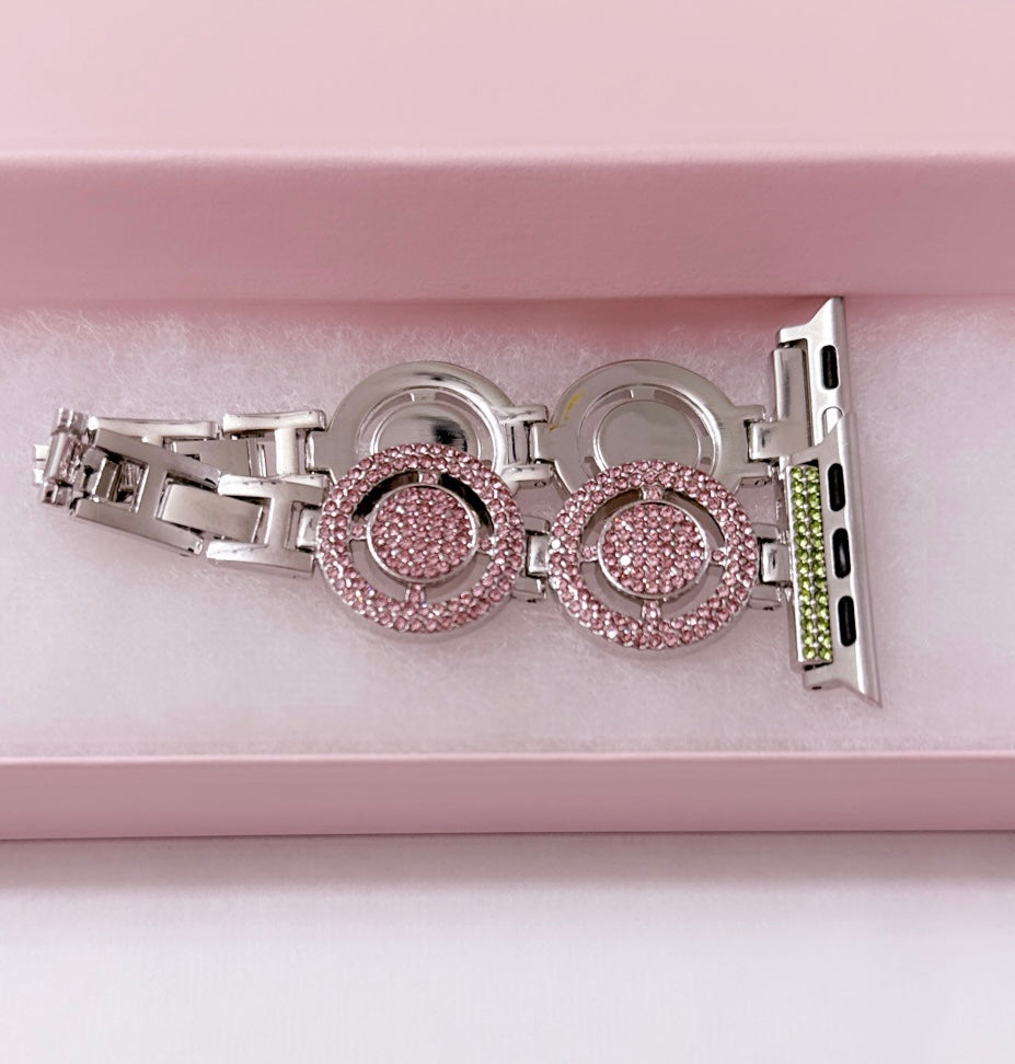 Adjustable Apple Watch Band – Pink & Green Elegance