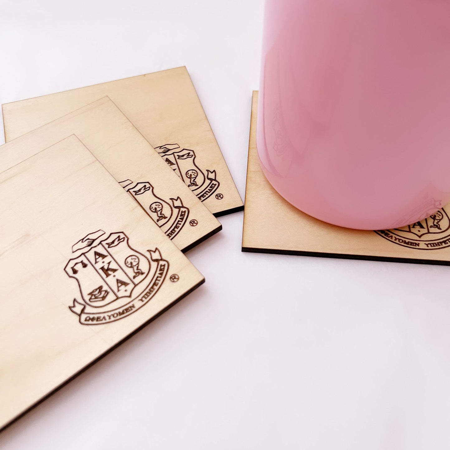 AKA Shield Maple Veneer Coasters