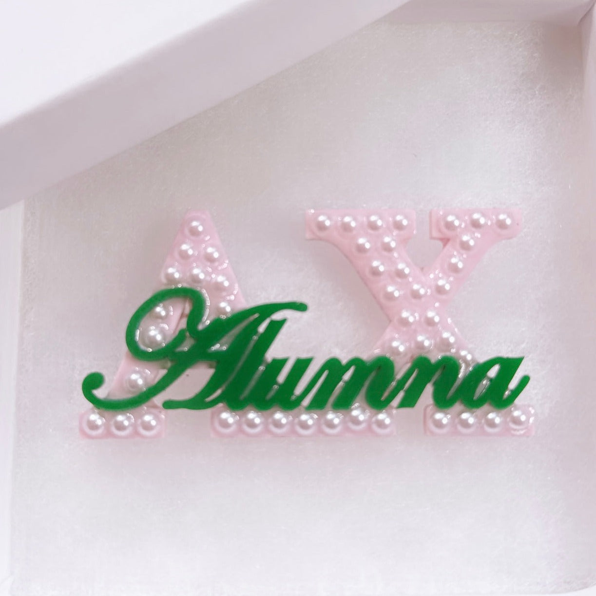 Personalized Greek letter Alumna brooch.