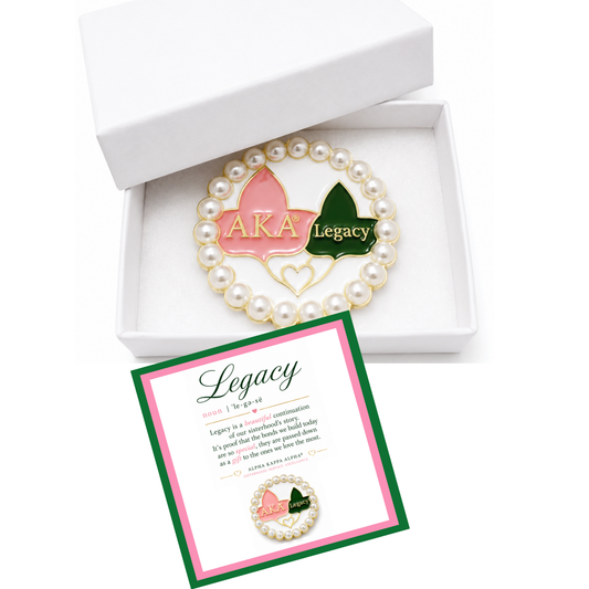 AKA Legacy Pearl Brooch | Alpha Kappa Alpha Legacy Pin | 2 Inch Sorority Brooch