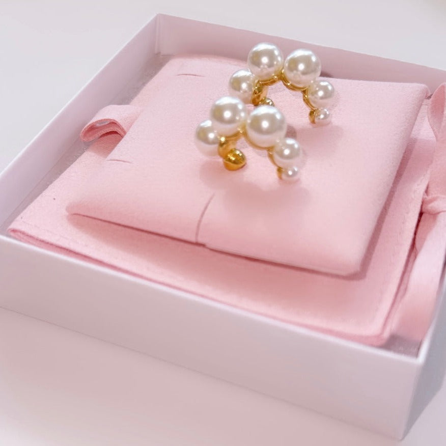 Chunky Stainless Steel Imitation Pearl Stud Earrings - 18K Gold Plated