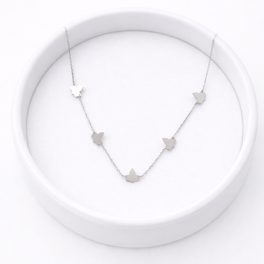 Five ivy leaf charm stainless steel necklace for Alpha Kappa Alpha Sorority Inc women on white background